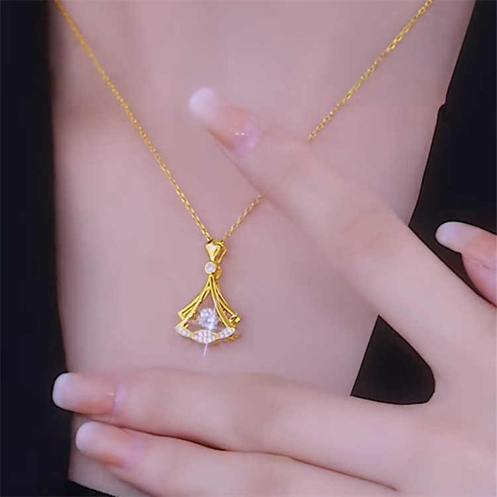 50% Off Today  Luxury Fan Charm Necklace – Modern Plated Beauty - Plated Fan Necklace